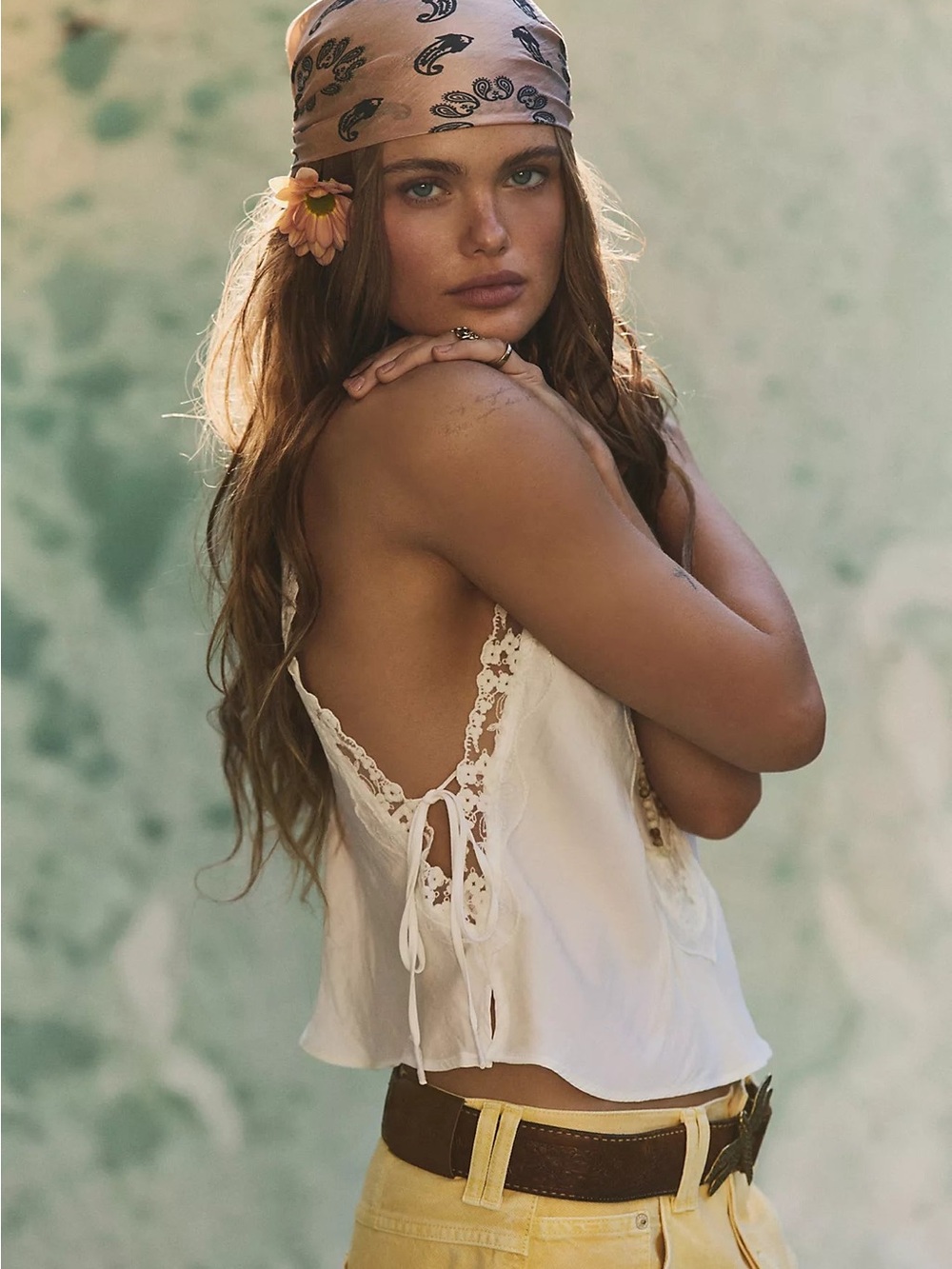 Free People Someone Like You Cami Top Adjustable Lace & Ribbons NWOT Ivory  M - Picture 3 of 16